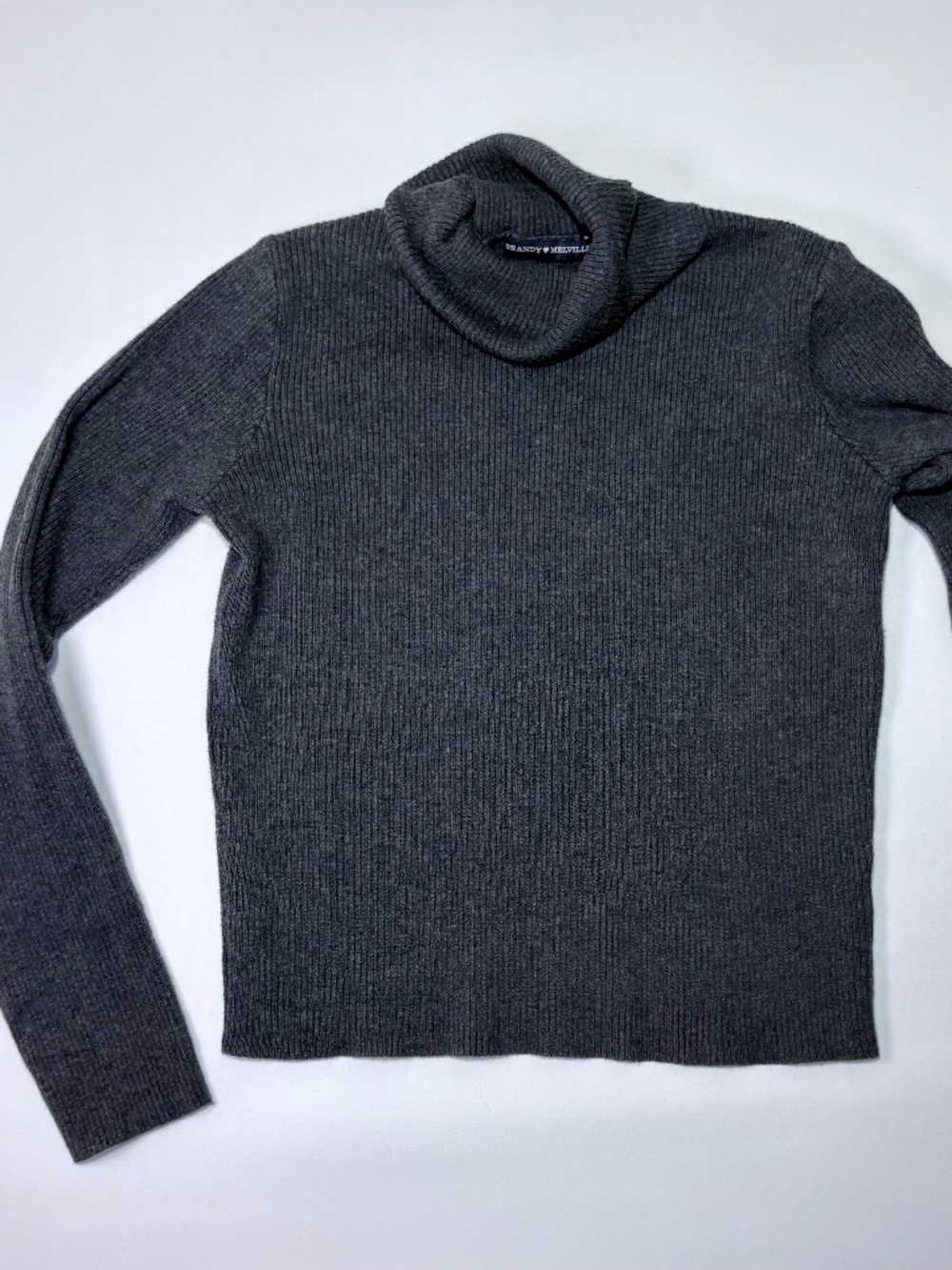 Brandy Melville Charcoal Gray Ribbed Turtleneck Sweater One Size